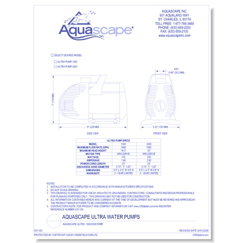 Aquascape Ultra: 1500/2000 Pump