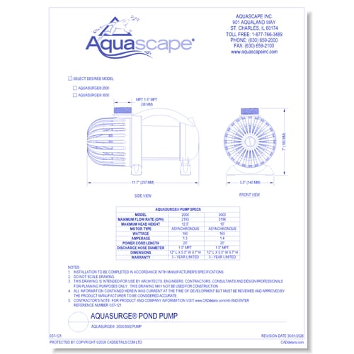 AquaSurge® 2000 & 3000 Pond Pump
