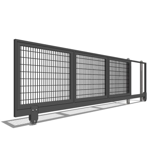 V-Wheel Roller Gate - Front Elevation View