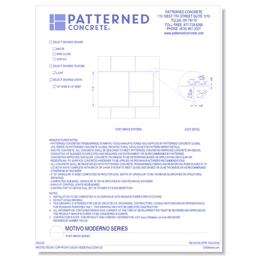 MOTIVO MODERNO Contemporary Series: PCRT MM100 Series