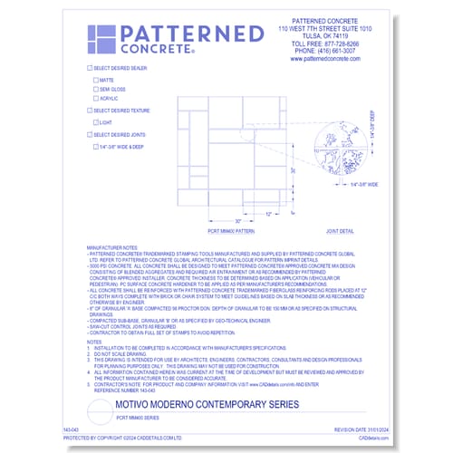 MOTIVO MODERNO Contemporary Series: PCRT MM400 Series
