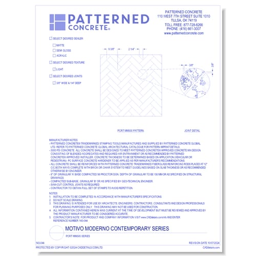 MOTIVO MODERNO Contemporary Series: PCRT MM500 Series