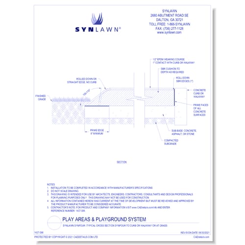 SYNLawn SYNPour: Typical Cross Section SYNPour to Curb or Walkway or At Grass