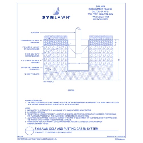 SYNLawn® Golf Cup Assembly Utilizing 10 Inch Sleeve