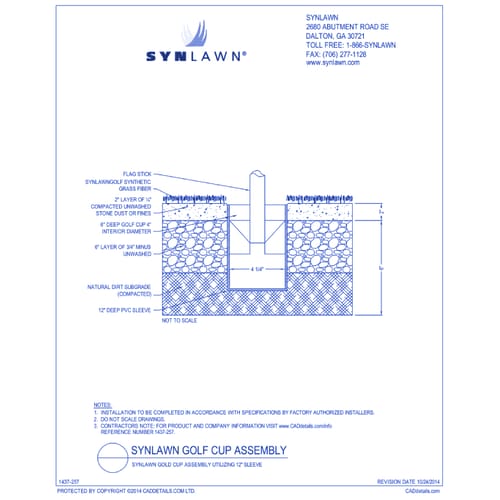 SYNLawn® Golf Cup Assembly Utilizing 12 Inch Sleeve