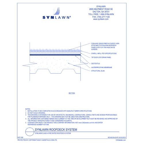 SYNLawn Class A Fire Rated Roofdeck System