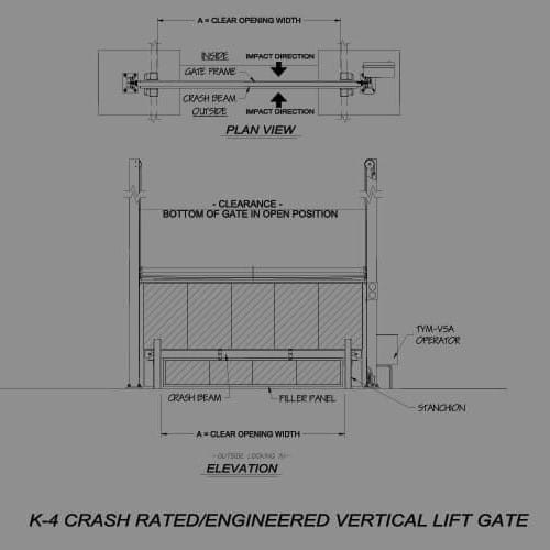 K4 Crash Rated Vertical Lift Gate and Operator System ASTM F2656 M30-P1/K4