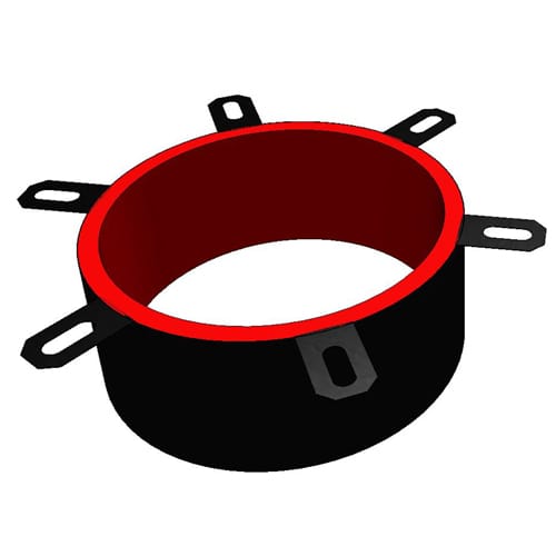 RED2 Wrap Strip Collar on 6" plastic pipes through floor