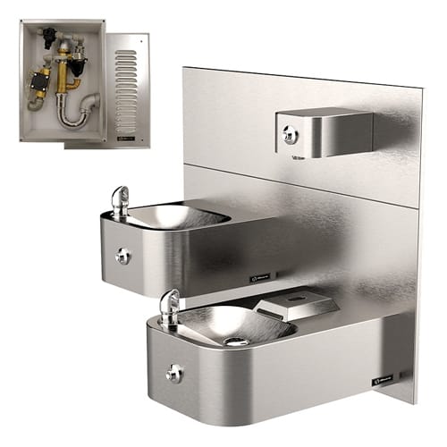 Model 1119FRP: ADA Outdoor Freeze-Resistant Vandal-Resistant Dual Drinking Fountain and Bottle Filler