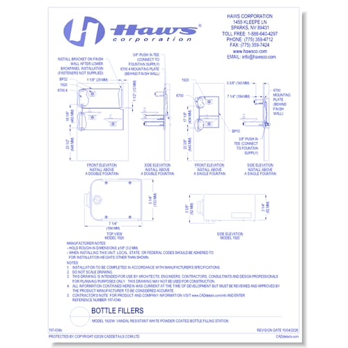 Model 1920W: Vandal-Resistant White Powder-Coated Bottle filler