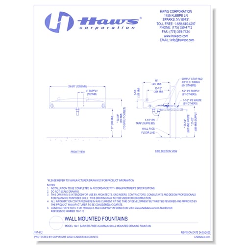 Model 1441: ADA Vandal-Resistant Aluminum Wall Mount Fountain