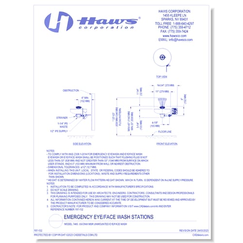 Model 7460: AXION® MSR Unmounted Eye/Face Wash