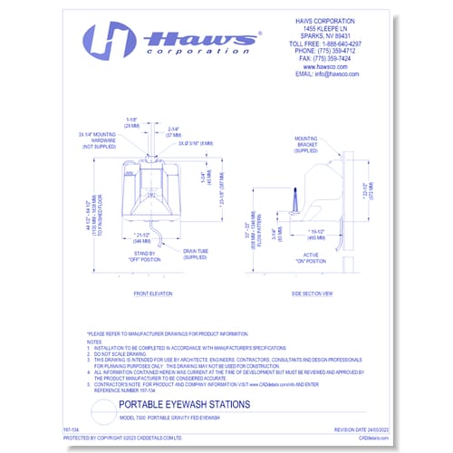 Model 7500: Portable Gravity Fed Eyewash