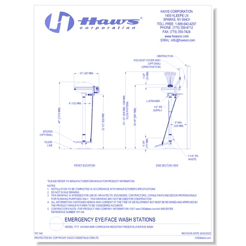 Model 7777: AXION® MSR Corrosion Resistant Pedestal Eye/Face Wash