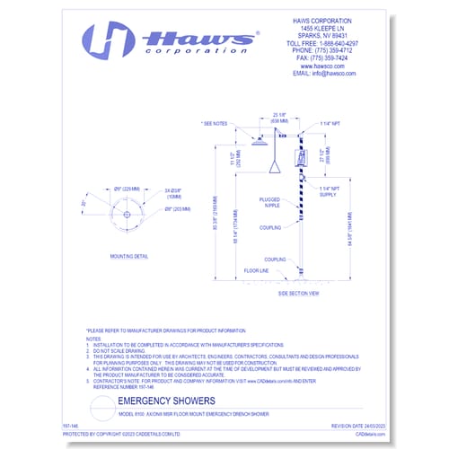 Model 8100: AXION® MSR Floor Mount Emergency Drench Shower
