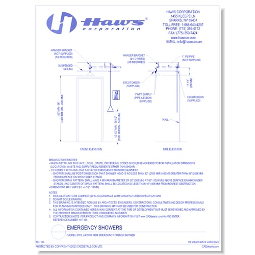 Model 8163: AXION® MSR Emergency Drench Shower