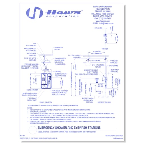 Model 8355WCC: AXION® MSR Barrier-Free Recessed Shower and Eye/Face Wash