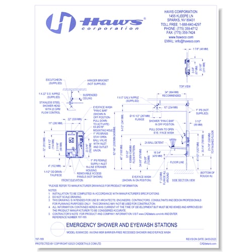 Model 8356WCDD: AXION® MSR Barrier-Free Recessed Shower and Eye/Face Wash