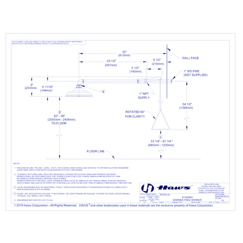 Model 8122HWC: AXION® MSR Barrier-Free Emergency Drench Shower