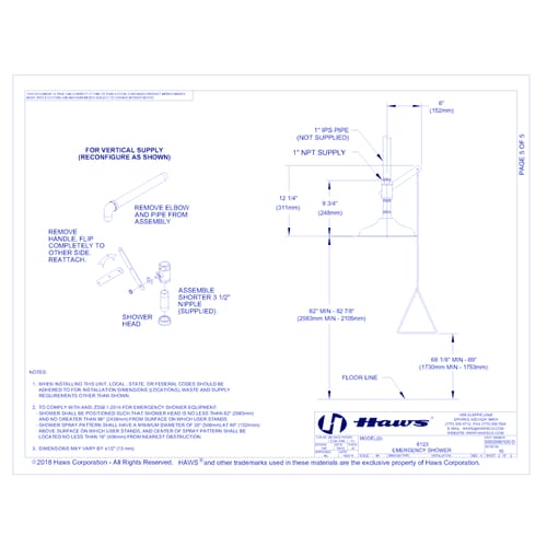Model 8123: AXION® MSR Emergency Drench Shower