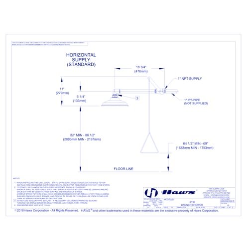 Model 8130: AXION® MSR Corrosion Resistant Emergency Drench Shower
