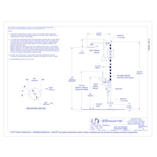 Model 8300.158: AXION® MSR Emergency Shower and Eyewash