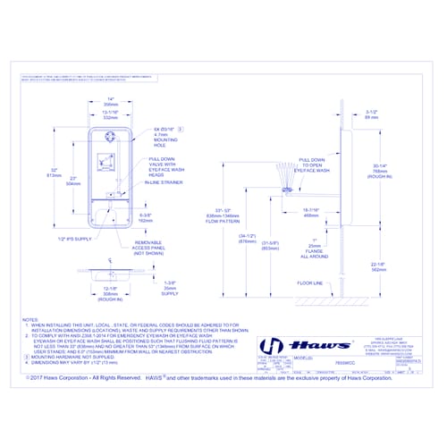 Model 7655WCC: AXION® MSR Barrier-Free Recessed Eye/Face Wash