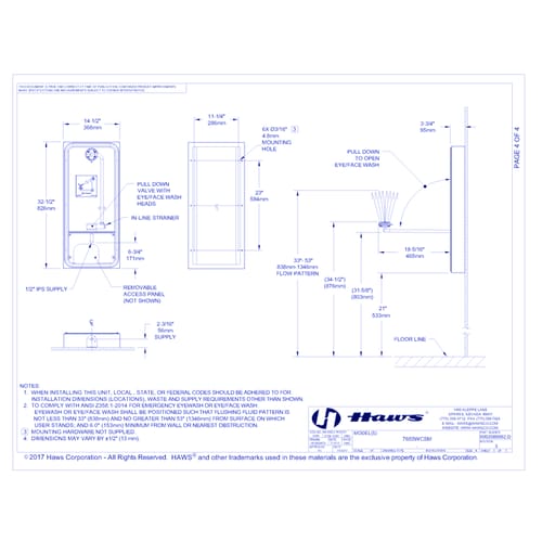 Model 7655WCSM: AXION® MSR Wheelchair Accessible Surface Mount Eye/Face Wash