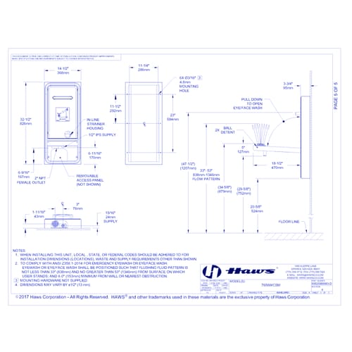 Model 7656WCSM: AXION® MSR Wheelchair Accessible Surface Mount Eye/Face Wash