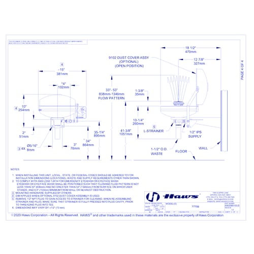 Model 7778B: AXION® MSR Corrosion Resistant Wall Mount Eye/Face Wash