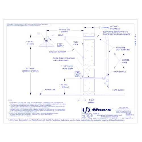 Model 8111FP: AXION® MSR Freeze Protected Drench Shower