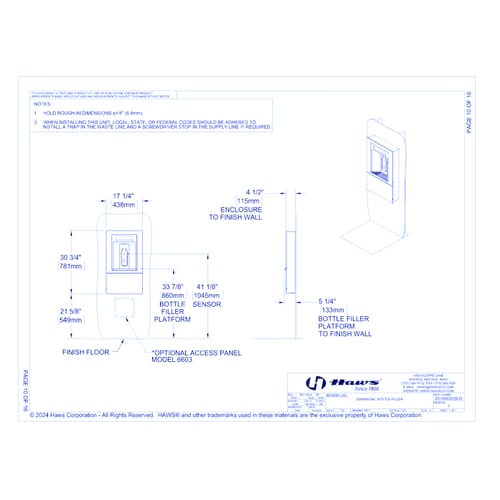 Model 2000HSSM: Haws RIVIVE™ Hydration Station™ Surface Mount Bottle Filler