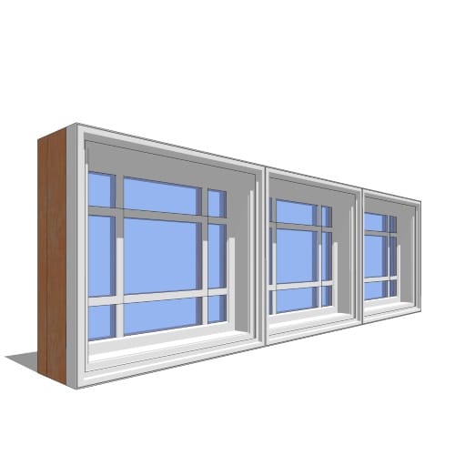 Premium Series™ Window Revit Object: Double Hung Transom - 3 Wide