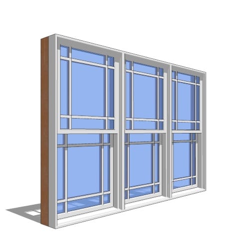 preview of Premium Series™ Window Revit Object: Double Hung - 3 Wide