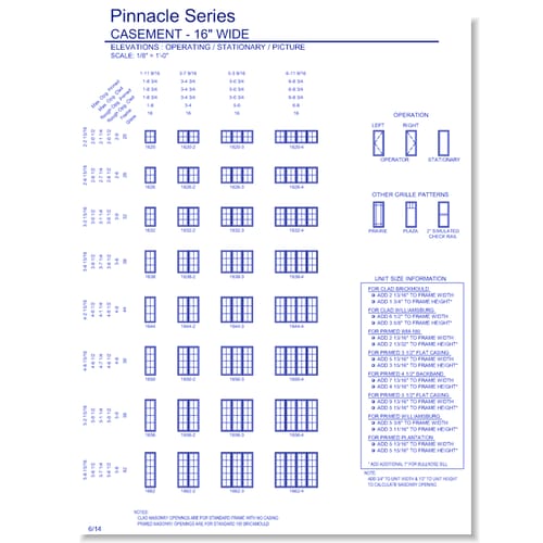 Pinnacle Clad Casement Windows: Elevations