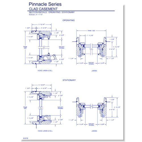 Pinnacle Clad Casement Windows: Section Details