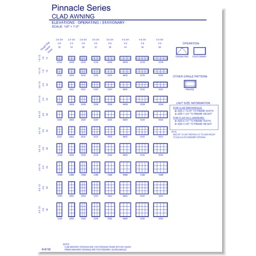 Pinnacle Clad Awning: Elevations