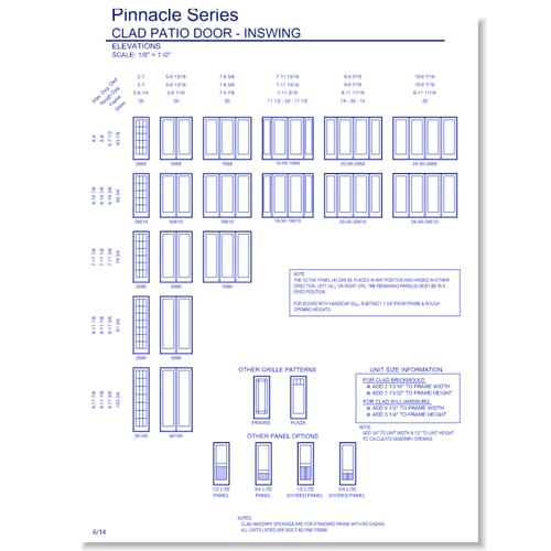 Pinnacle Clad Swinging Patio Door: Elevations