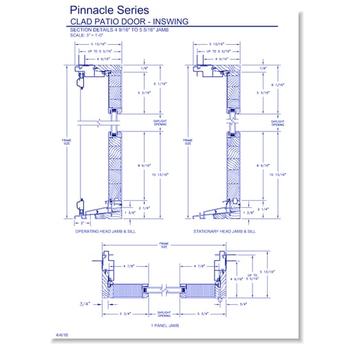 Pinnacle Clad Swinging Patio Door: Section Details