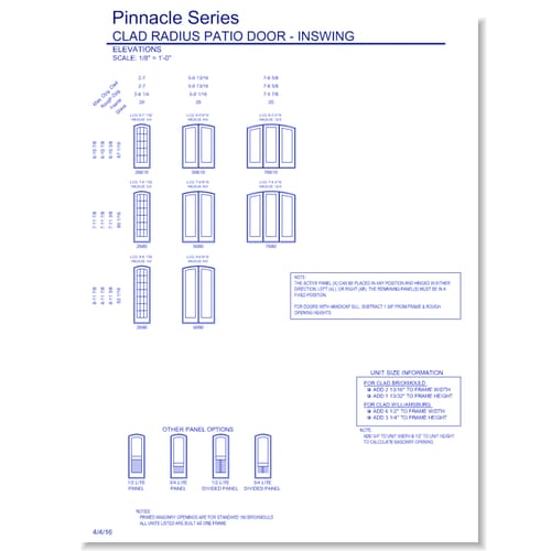 Pinnacle Clad Seg-Top Patio Door: Elevations