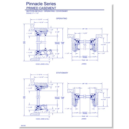 Pinnacle Primed Casement: Section Details