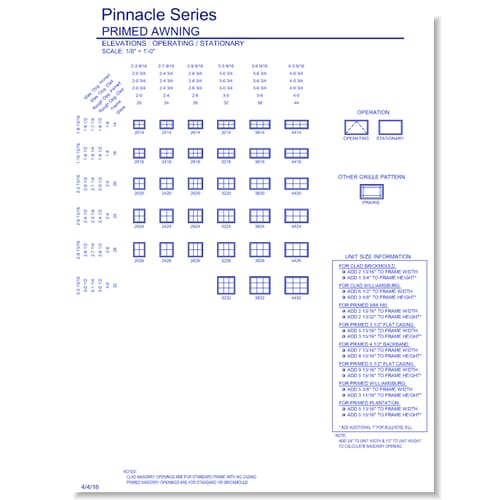 Pinnacle Primed Awning: Elevations