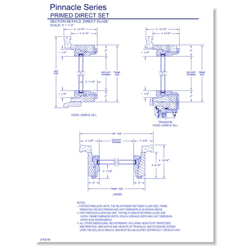 Pinnacle Primed Direct Set Windows: Section Details