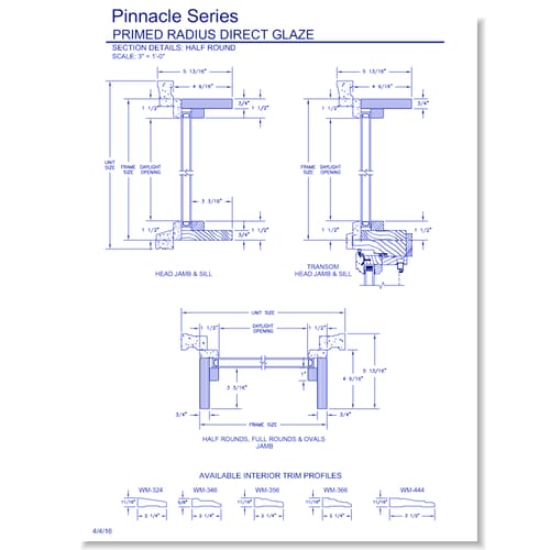 Pinnacle Primed Radius Windows: Section Details