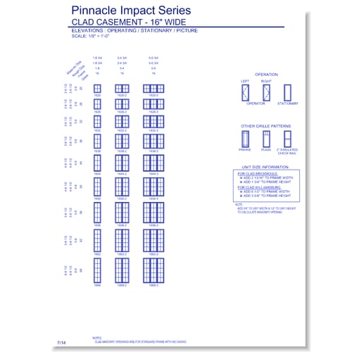 Pinnacle Impact Casement: Elevations
