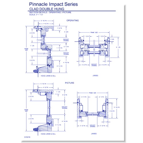 Pinnacle Impact Double Hung: Elevations