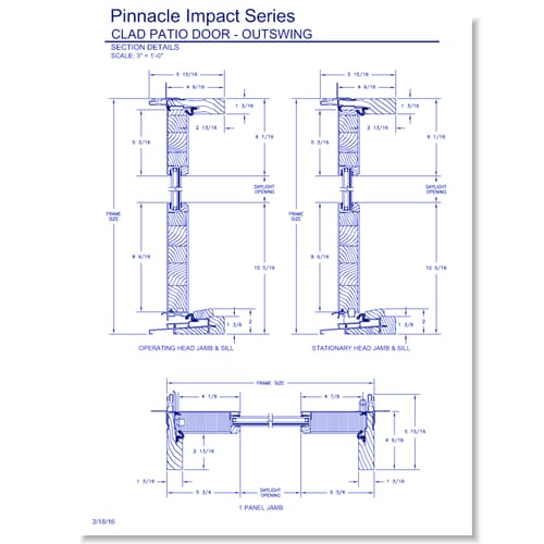 Pinnacle Impact Outswing Patio Door: Section Details
