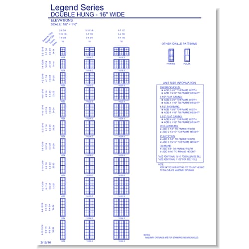Legend Double Hung: Elevations