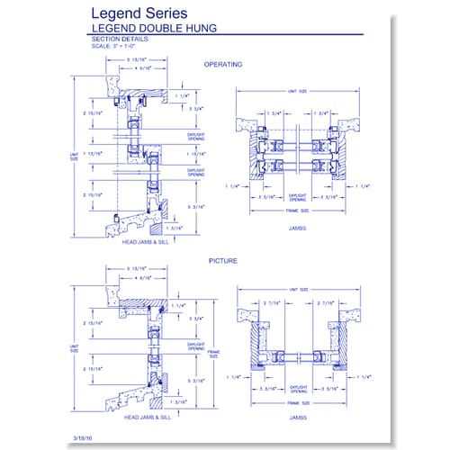 Legend Double Hung: Section Details