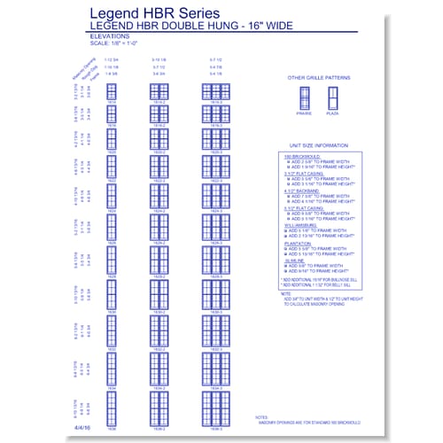 Legend HBR Double Hung: Elevations